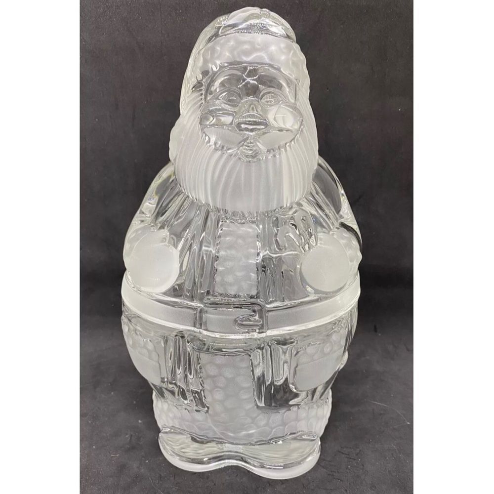 Gorham Holiday‎ Traditions Crystal Santa Clause Figural Treat Candy Jar